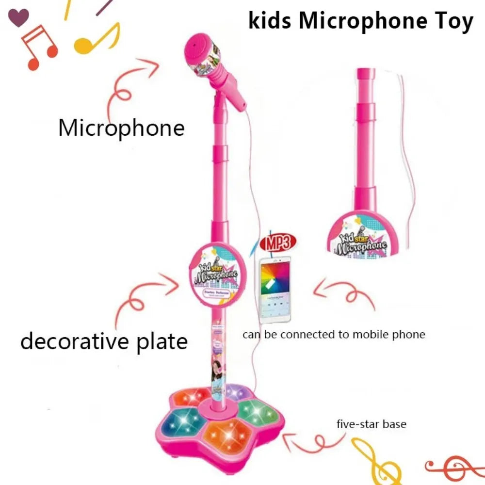 Kids Karaoke Microphone with Stand – Singing Music Toy with Lights & Sound