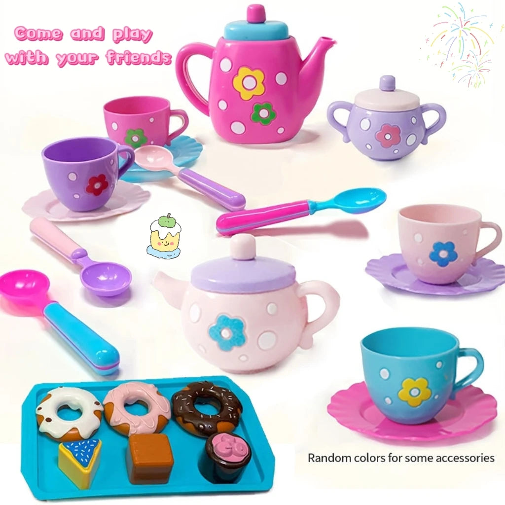 Deluxe Kids Tea Party Set – Flower Kettle, Cups, Spoons & Pretend Treats