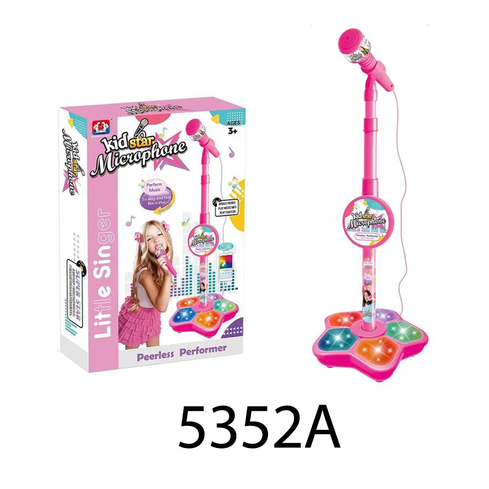 Kids Karaoke Microphone with Stand – Singing Music Toy with Lights & Sound