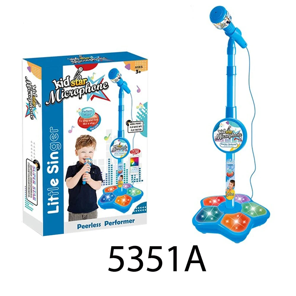Kids Karaoke Microphone with Stand – Singing Music Toy with Lights & Sound