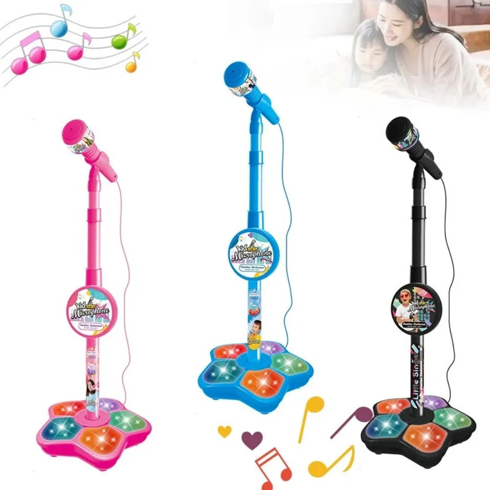 Kids Karaoke Microphone with Stand – Singing Music Toy with Lights & Sound