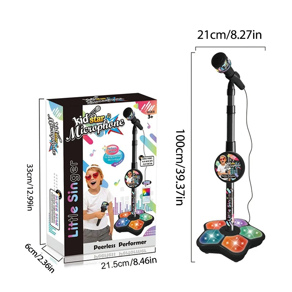 Kids Karaoke Microphone with Stand – Singing Music Toy with Lights & Sound